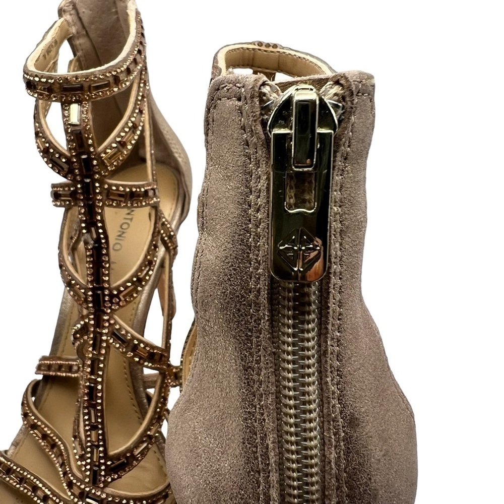 Antonio Melani Golden Strappy Gladiator Ankle Heels in Size 7 Wedding Prom Party - Picture 5 of 6